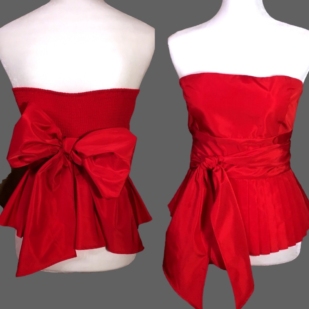 Red Strapless Top